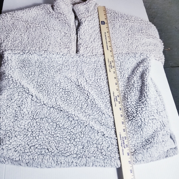 THREAD & SUPPLY BROWN AND BLACK UNDERTONE SHERPA PULLOVER WITH POCKETS SIZE L - Picture 6 of 12